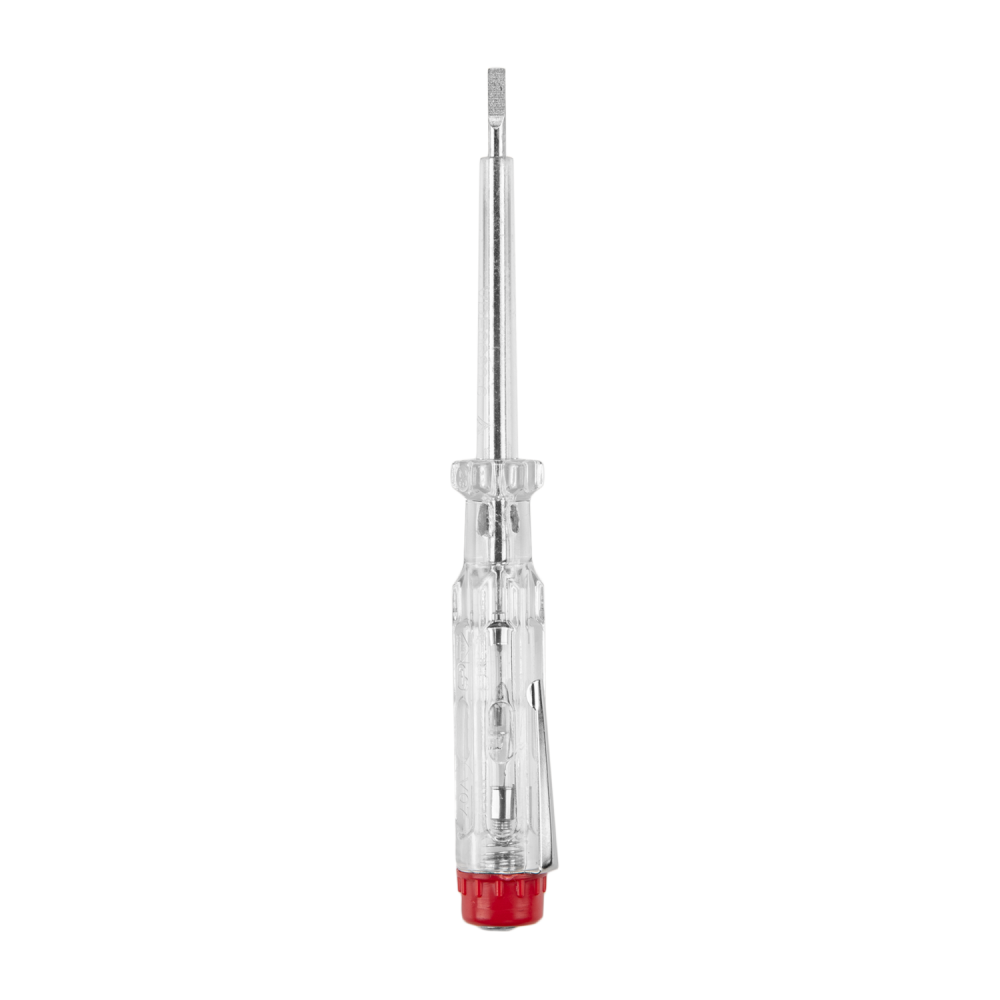Current tester flat screwdriver, clear shaft, red end cap, 250V