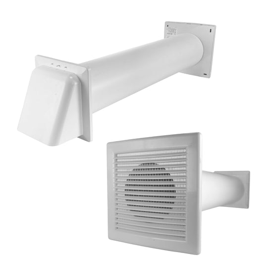 Through Wall Ventilation Kit DL0163 louvre vent with white exterior wall grille