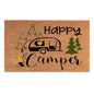 “Happy Camper” doormat 60cm x 40cm with caravan and pine tree graphic