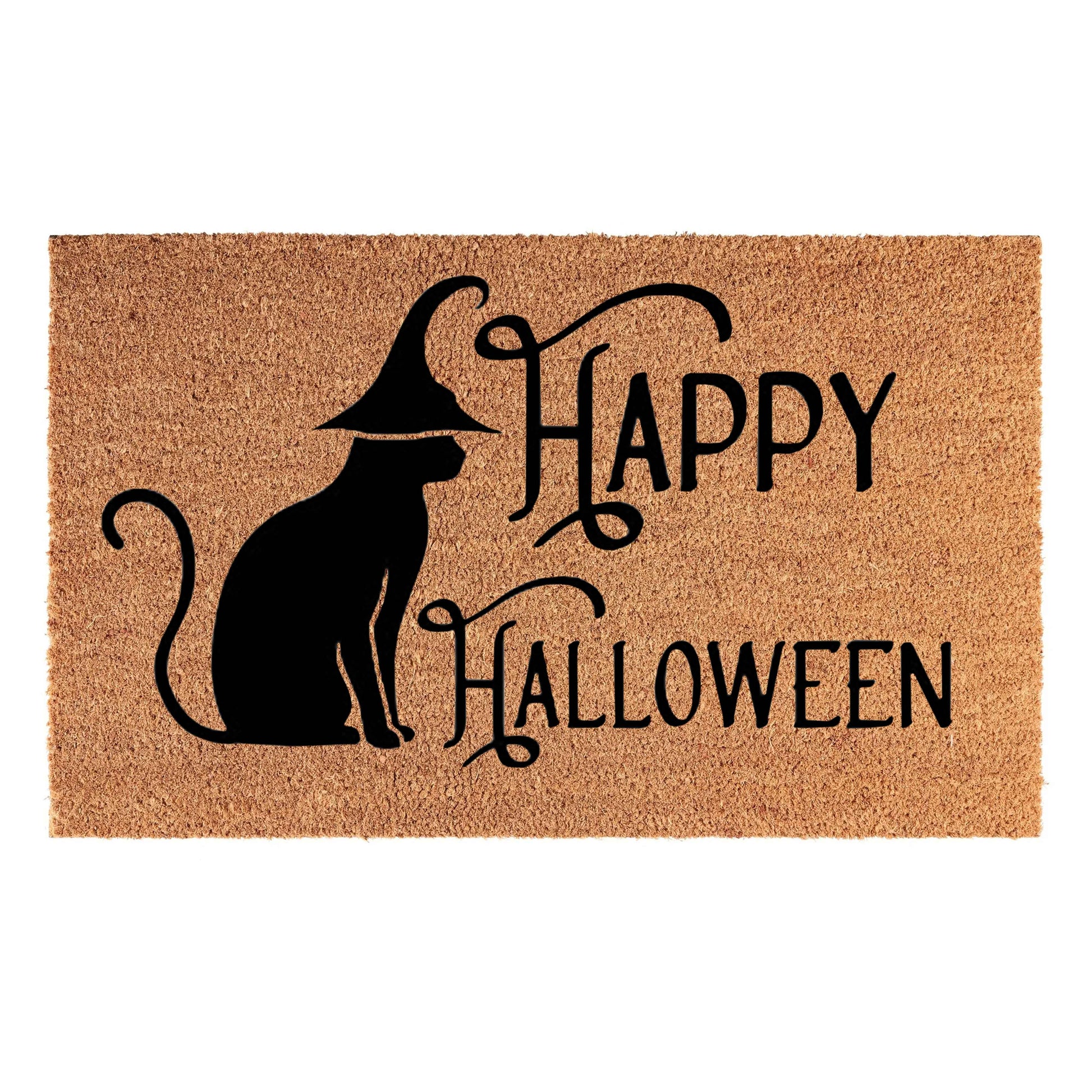 Doormat 60x40 cm: „Happy Halloween“ mit schwarzer Katze