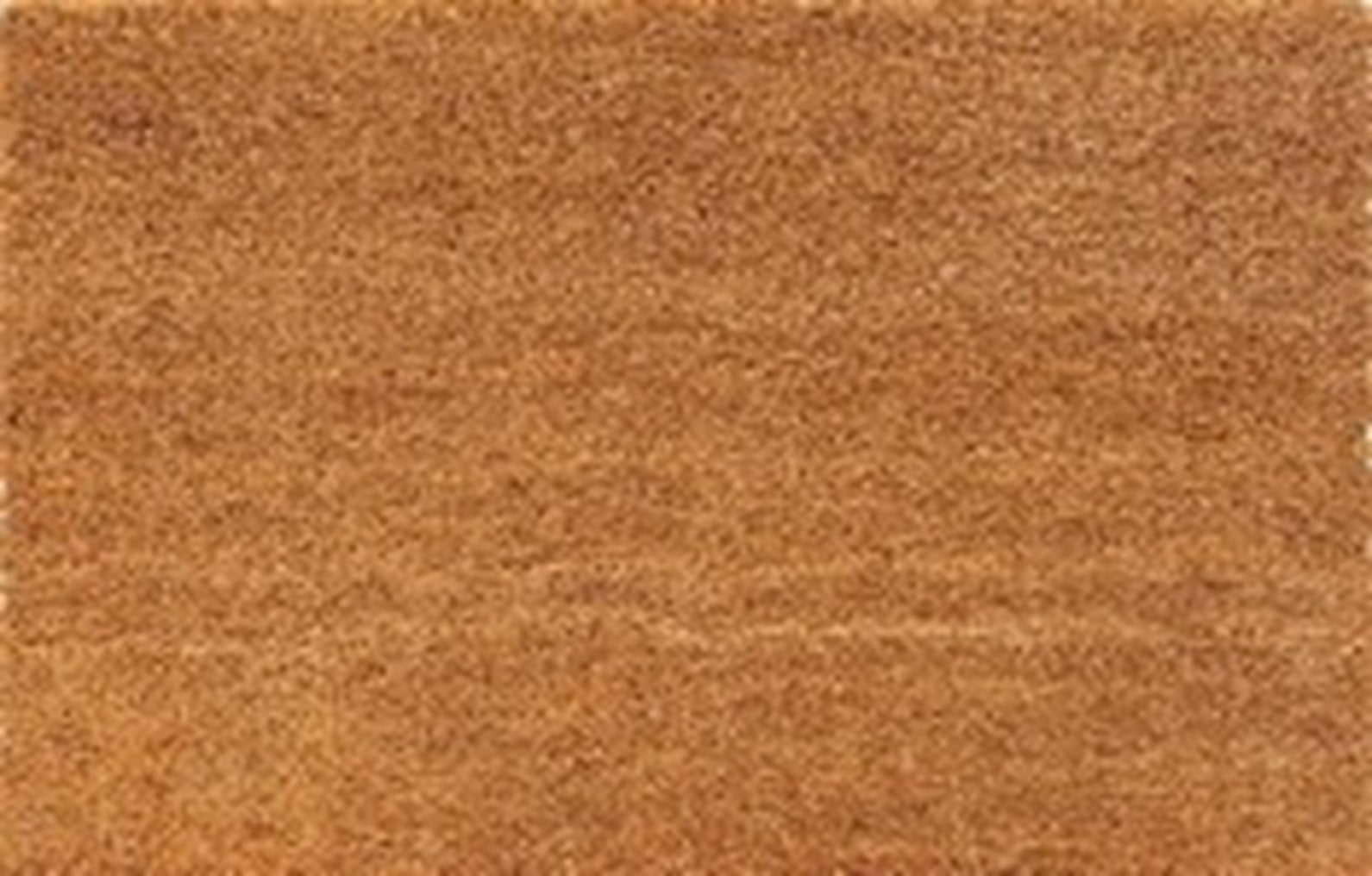 Nahaufnahme: braune Fußmatte 60 x 40 cm, dichte Floroberfläche mit feinen Fasern