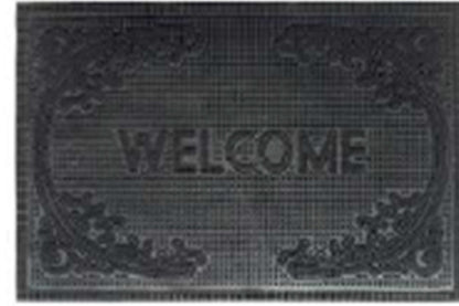 Welcome rubber doormat 60 x 40 cm, “WELCOME” centered with ornamental corners