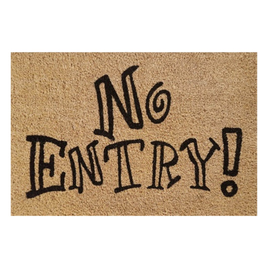 Doormat 60x40cm 'No Entry!' text in black on beige coir