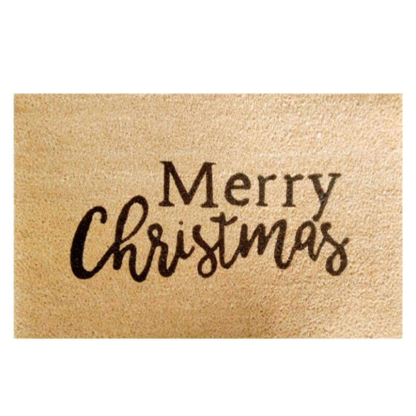 Doormat 60 x 40 cm with 'Merry Christmas' text on tan coir
