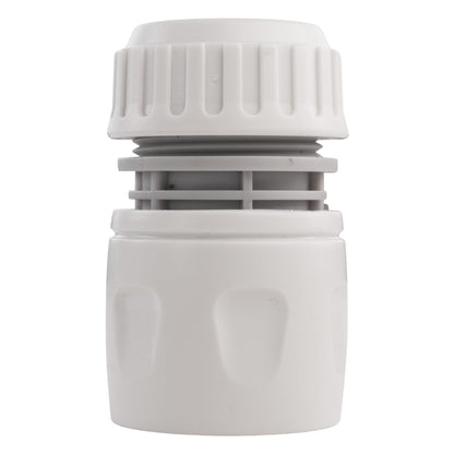 Dog shower mixer connector with ribbed grip collar in white plastic