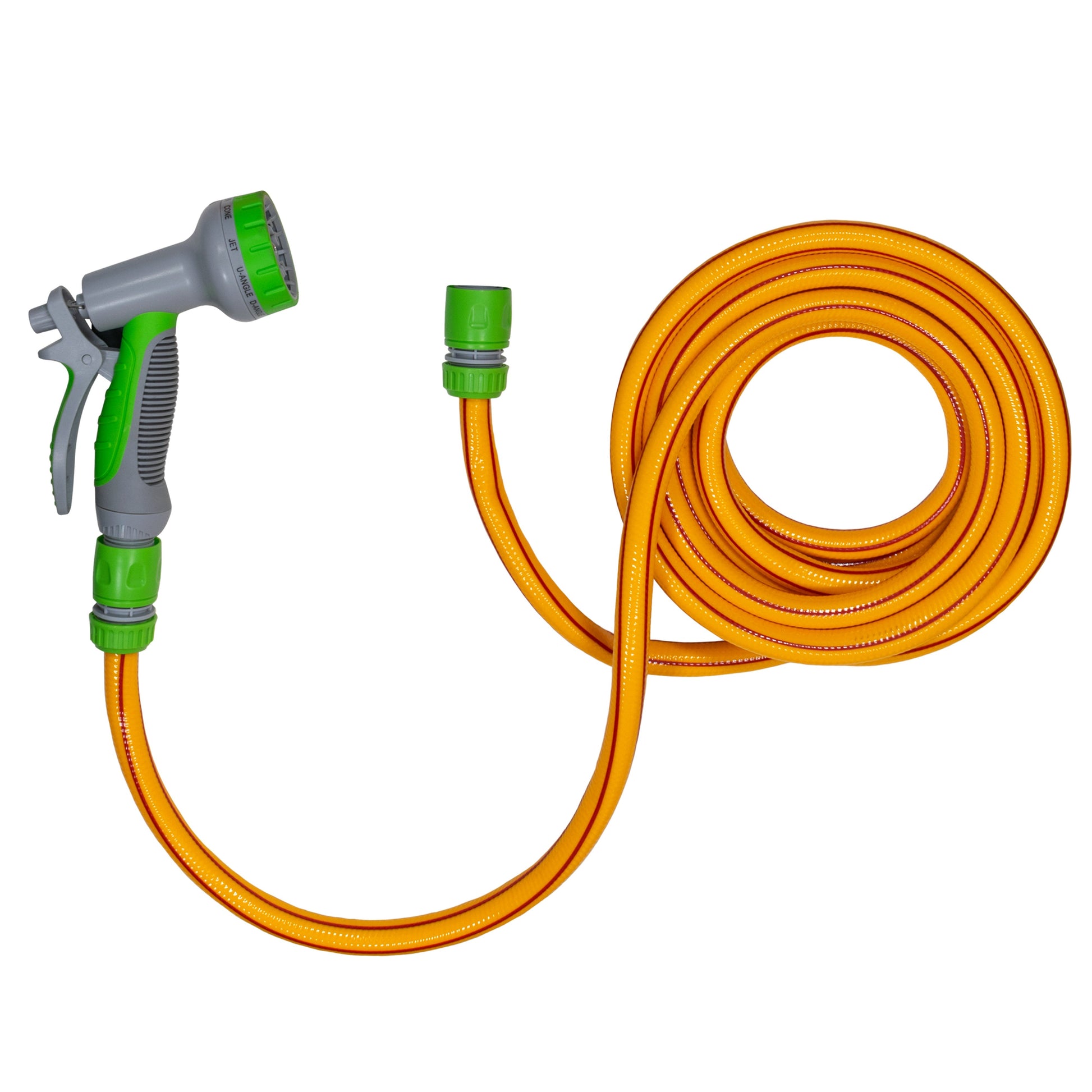 Dog shower kit orange hose with lime connectors and sprayer attachment
