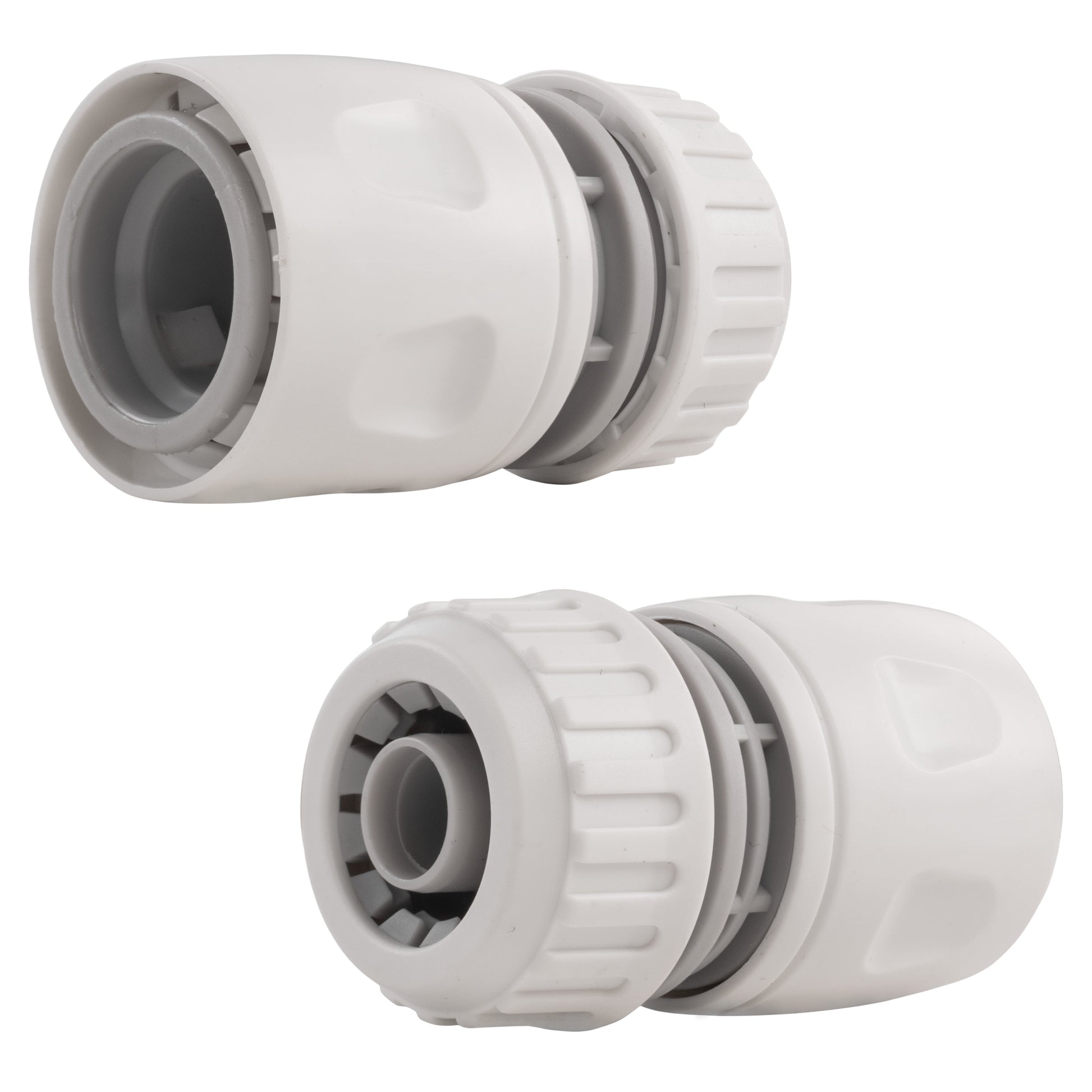 Dog shower hot/cold water mixer with valves, white and grey inlet connection
