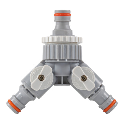 Dog shower hot/cold water mixer with valves, front opening and ribbed fitting