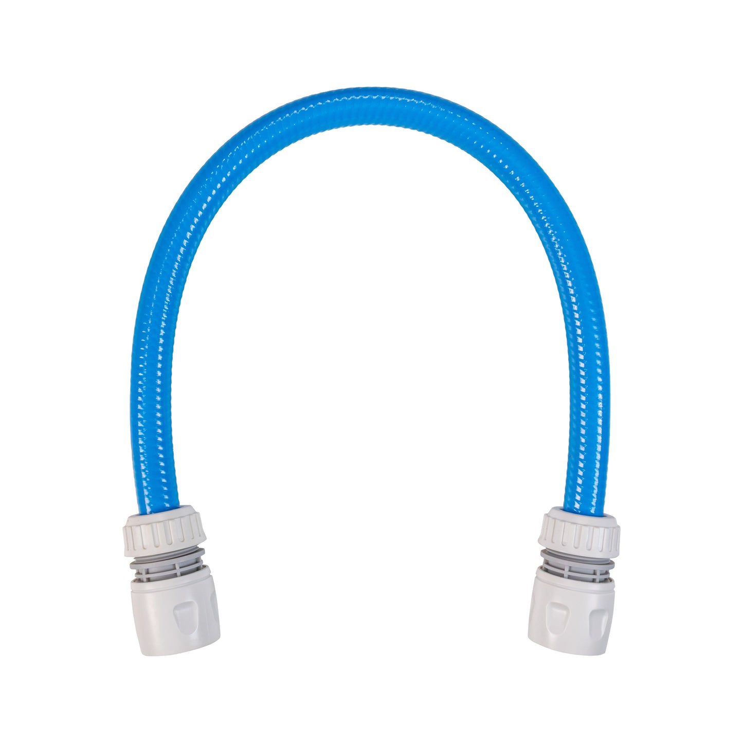 Blue braided hose with end connectors for dog shower mix hot/cold water
