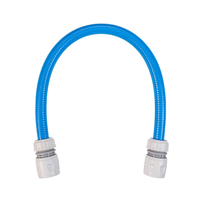 Blue braided hose with end connectors for dog shower mix hot/cold water