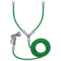 Dog shower hot/cold water mixer with valves, green hoses and spray gun