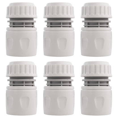 Set of dog shower mix hot/cold water adapters: six white plastic fittings with caps