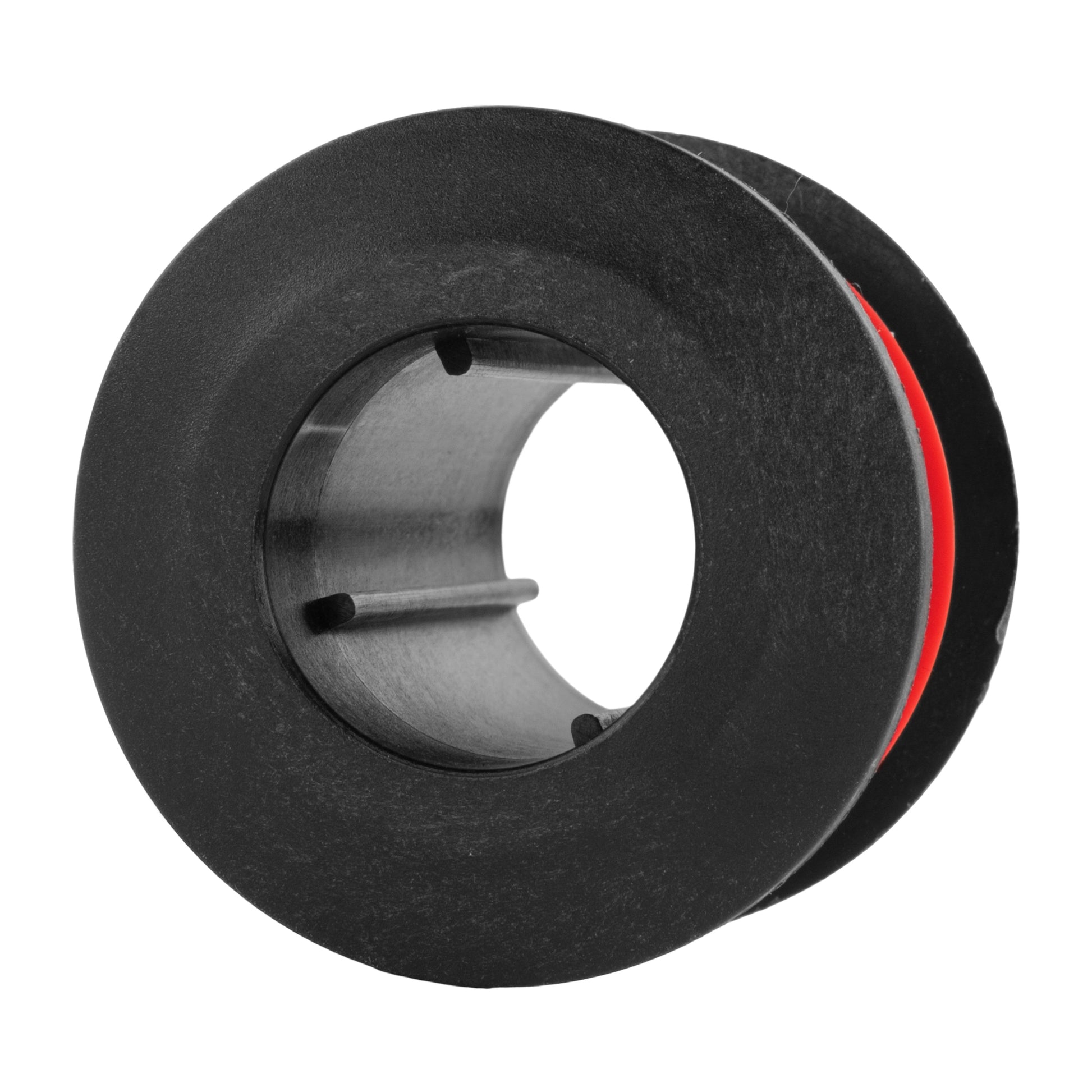 Black sealing cap with cut-out outlet and red inner ring