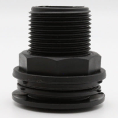 Close-up of black BSPM threaded drain plug with sealing collar and red ring