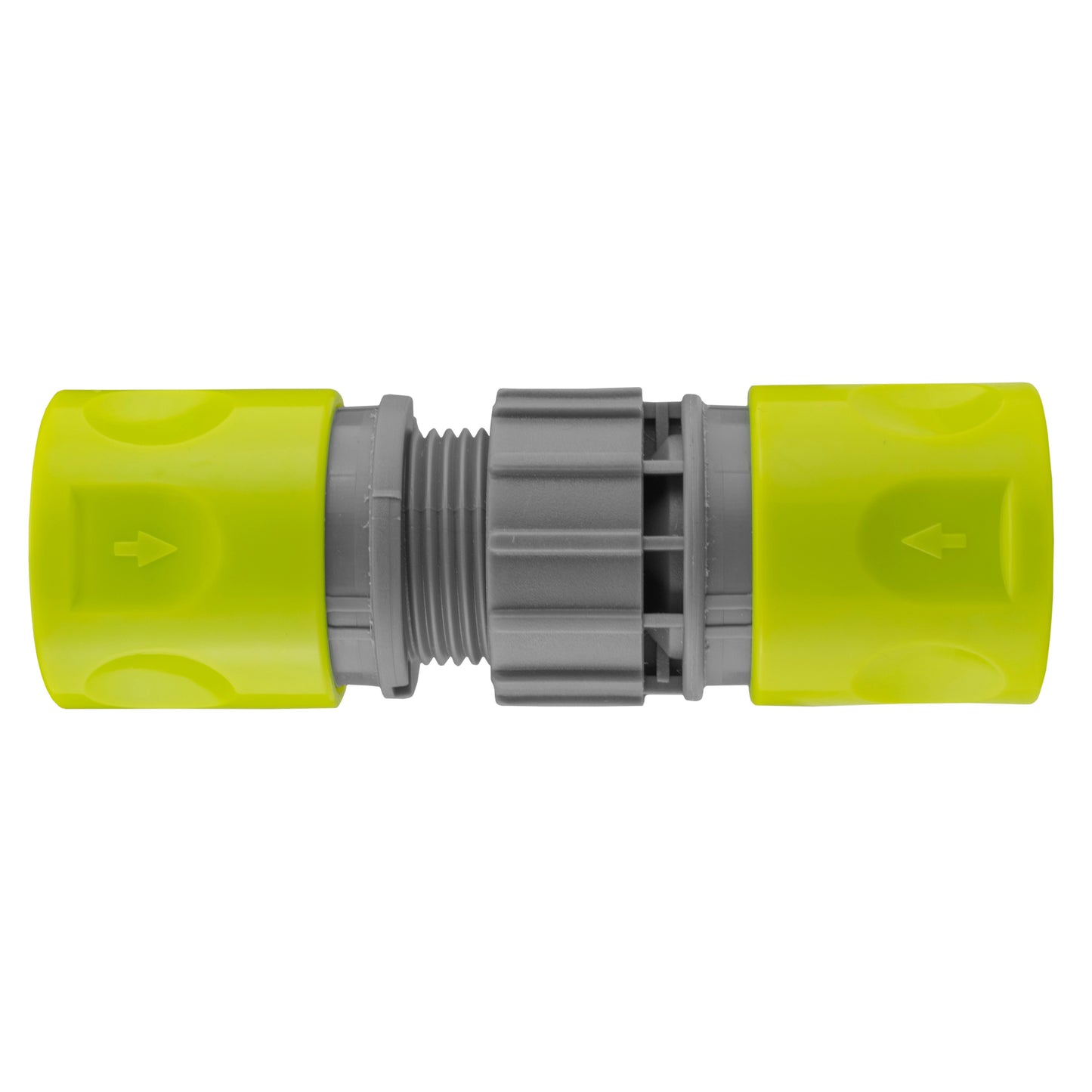 Lime quick hose connector set with threaded coupling and dual arrow ports