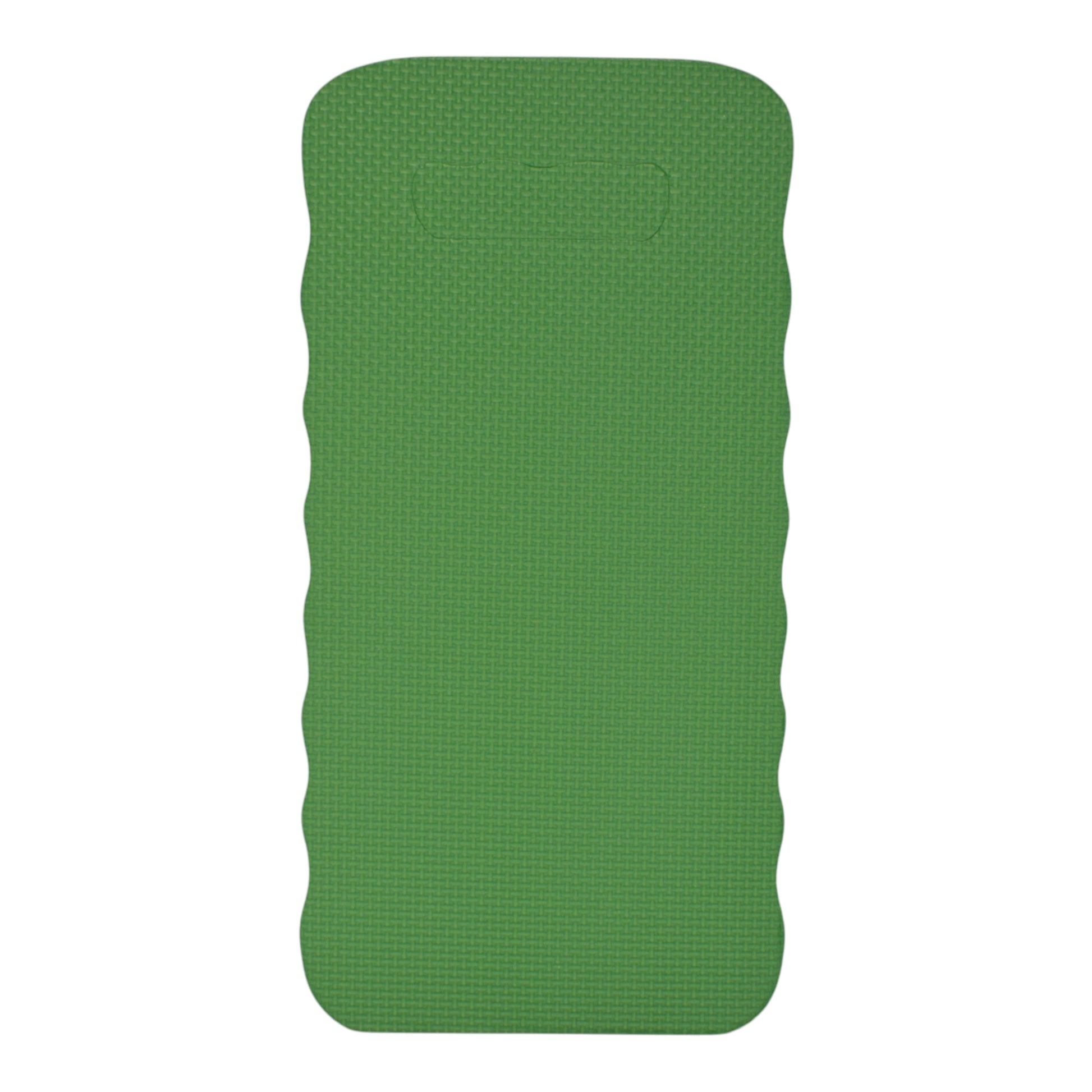 Green multifunction kneeler mat with textured surface and carrying handle cutout