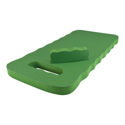 Green kneeling pad with front handle opening and molded support sections