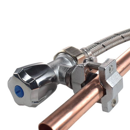 Barbed bib tap set: brass barbs and blue valve handle