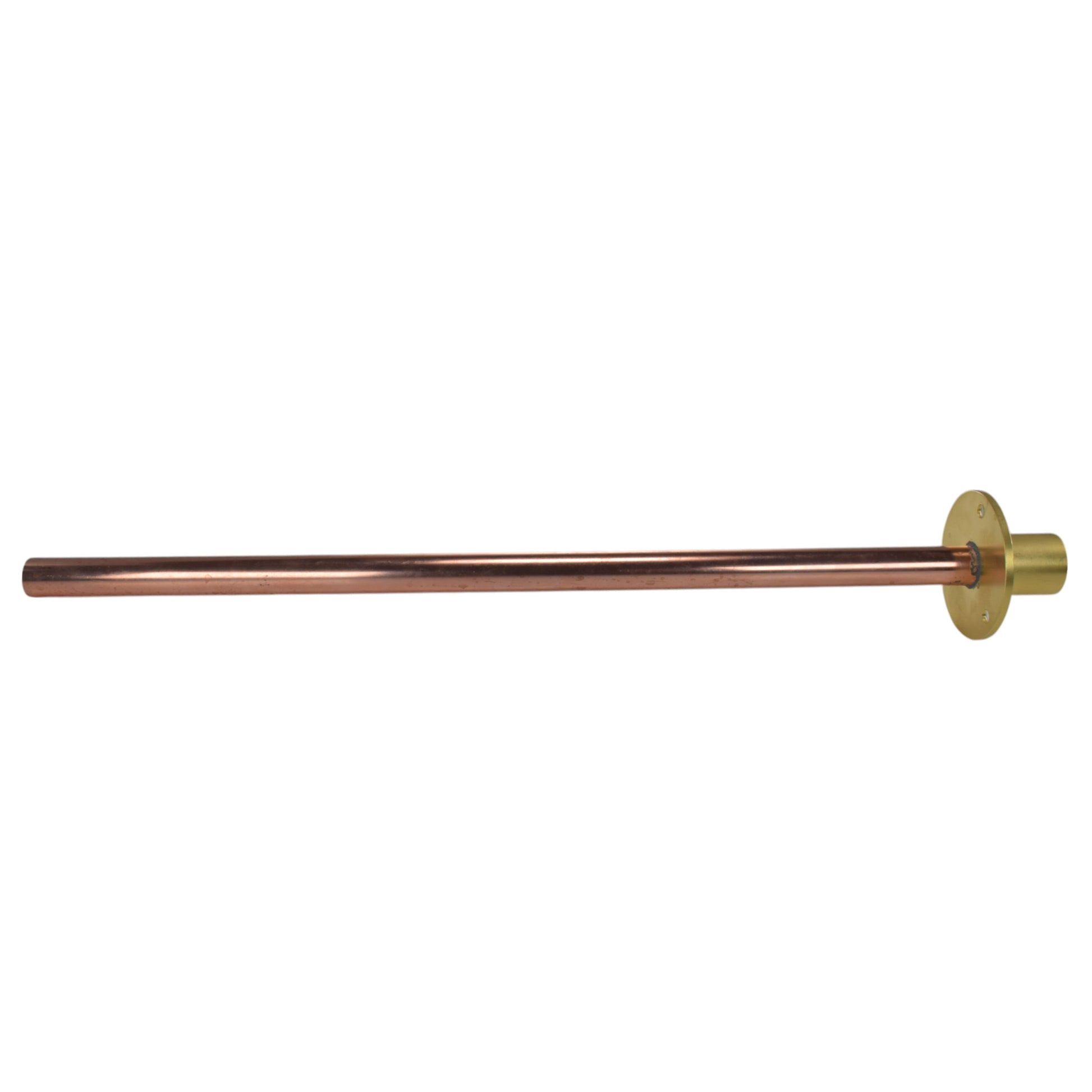 Polished brass 13mm barb tap tube with end mounting flange and outlet stem