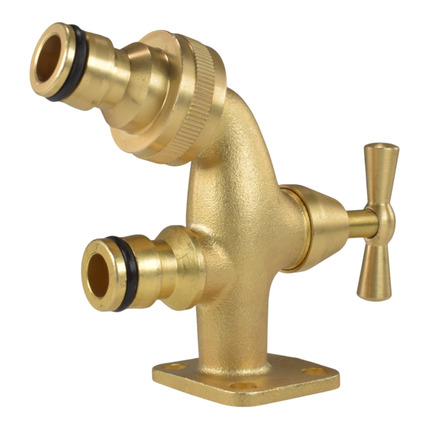 Brass bib tap quick-connect couplings, angled spout and shutoff lever