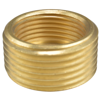 Brass BSP thread conversion cap, 1" BSPM to 3/4" BSPF, top view of internal threads