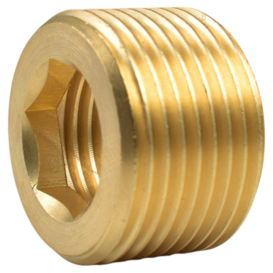 Brass thread conversion cap: 3/4" BSPM (male) to 1/2" BSPF (female)
