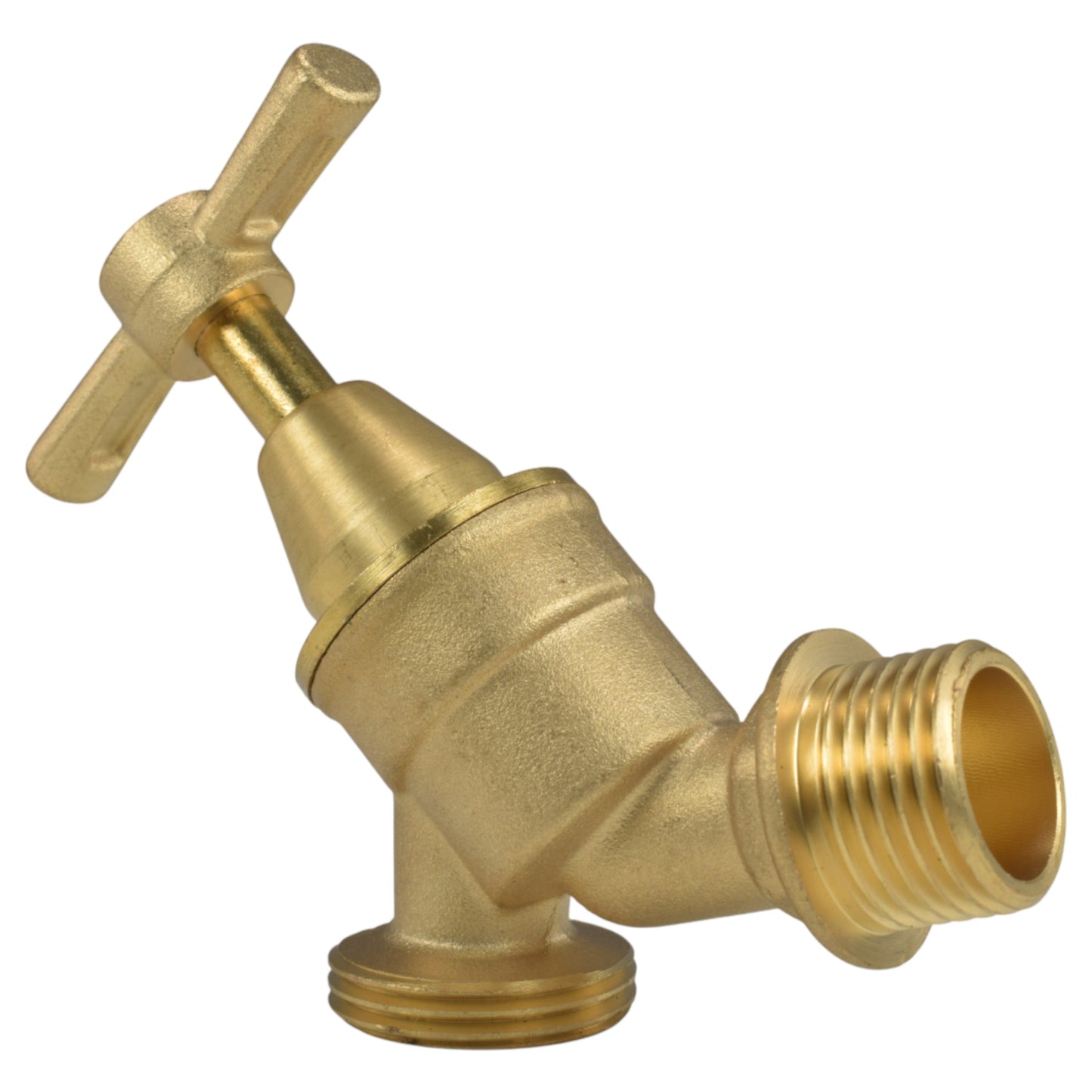 Brass bib tap with cross handle lever and BSP threaded outlet
