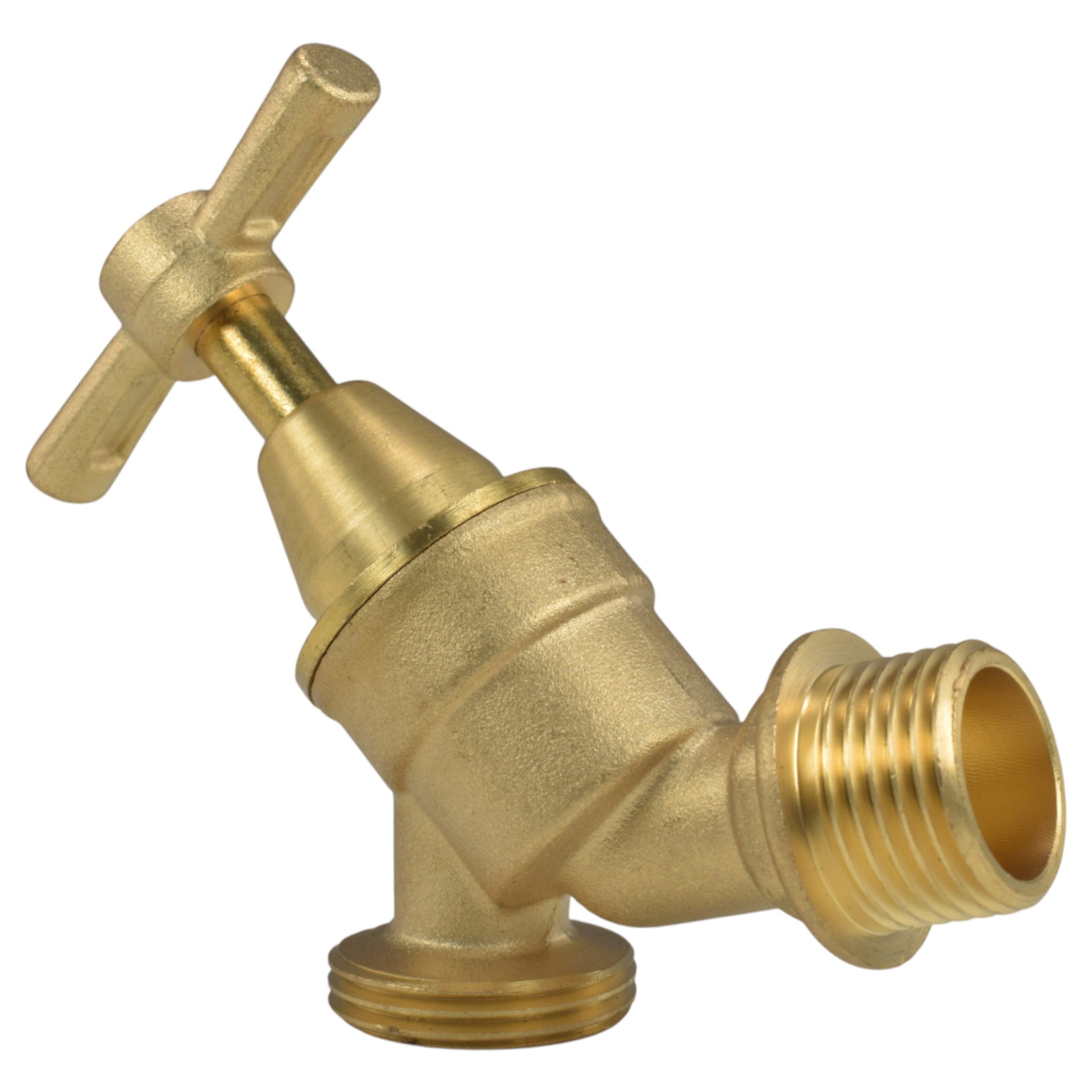 Brass bib tap with cross handle lever and BSP threaded outlet