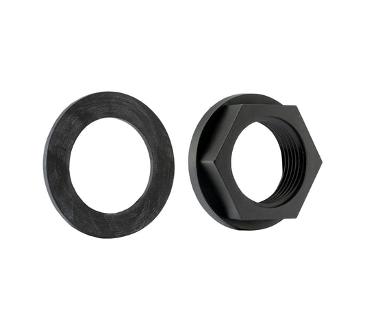 1.5" BSPF back nut with washer, dark threaded metal