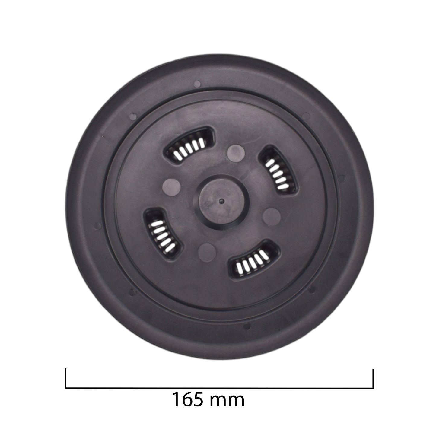 Gray circular plug insert with vent slots and center port