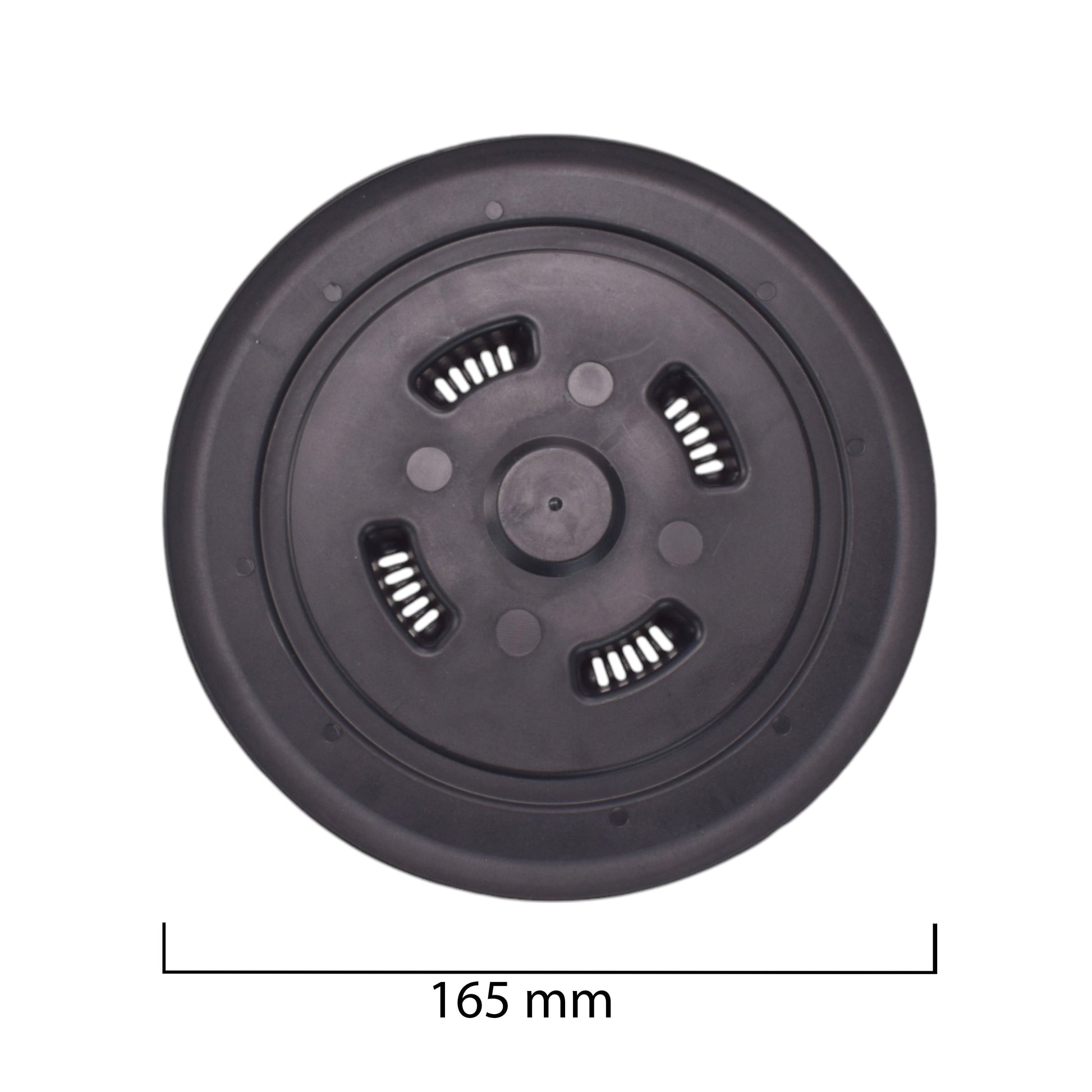 Gray circular plug insert with vent slots and center port