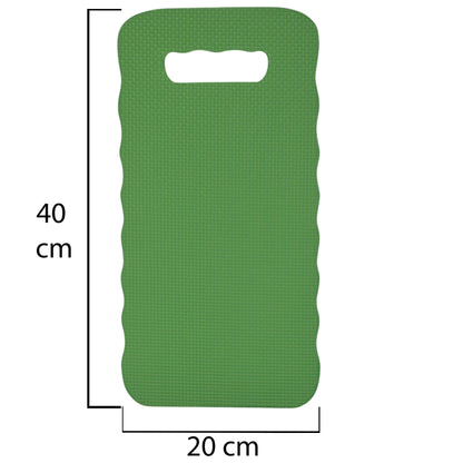 Green kneeler mat dimensions: 40 cm x 20 cm, with top handle cutout