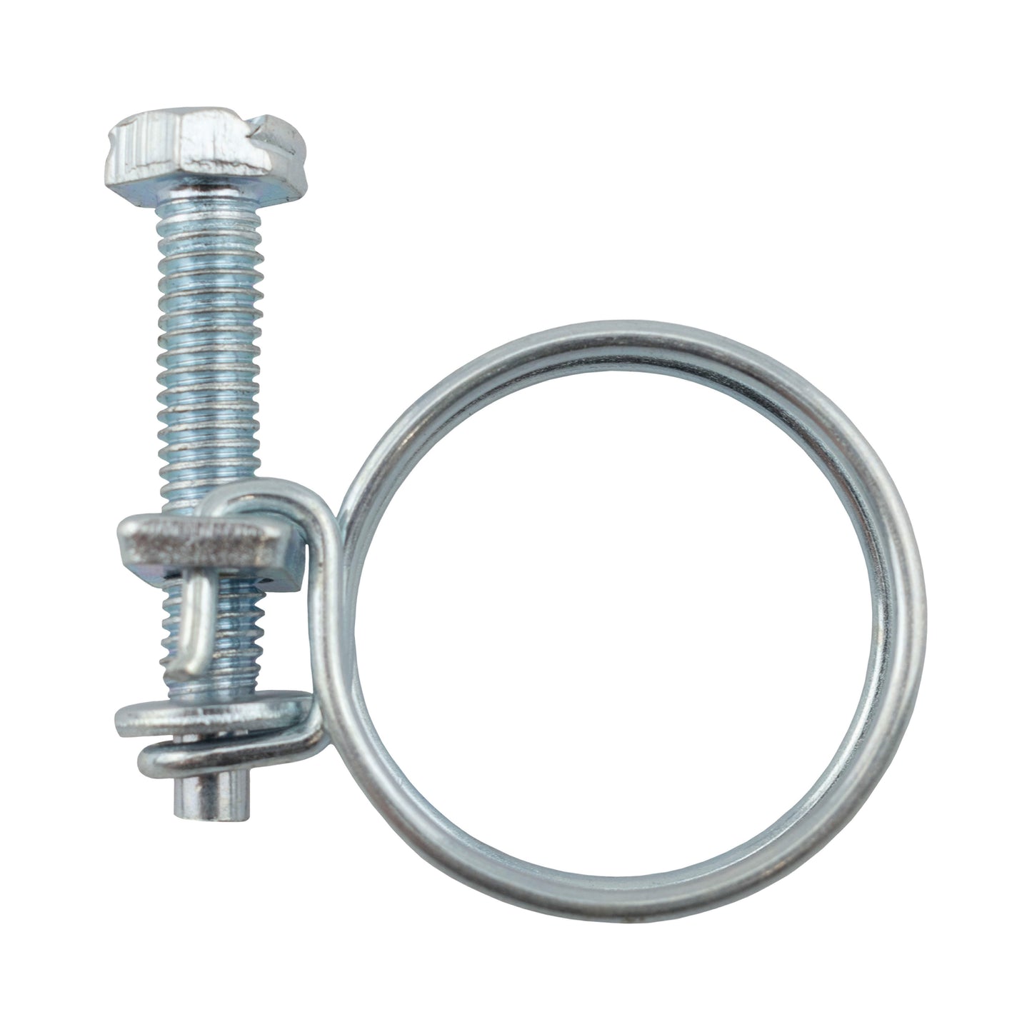 Galvanised double wire hose clamp with threaded bolt and U-bolt