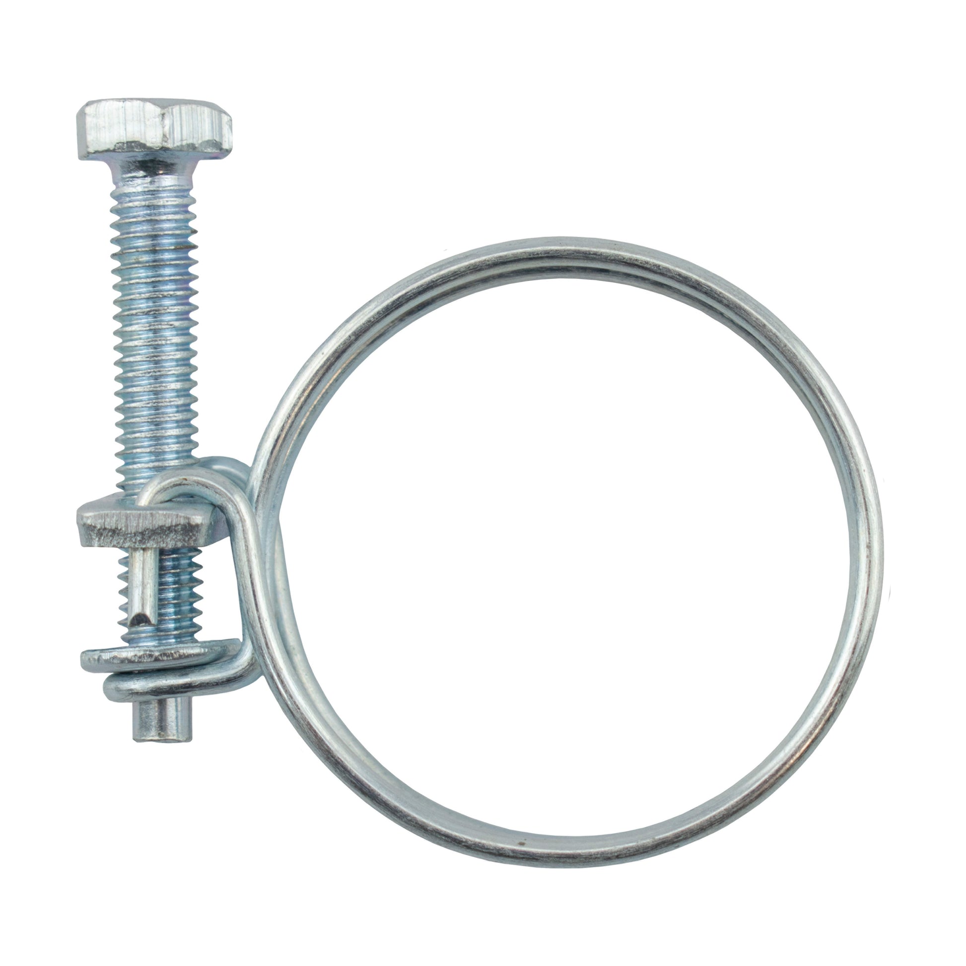 Double wire hose clamp, galvanised, ring band with split screw housing