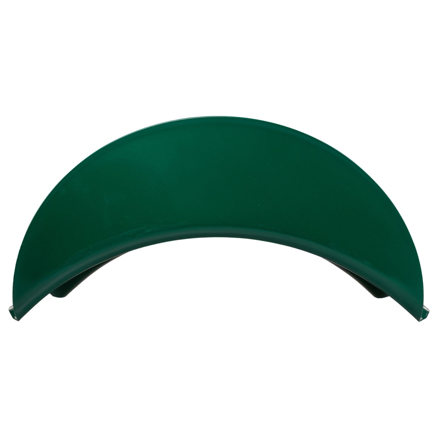 Green curved hose hanger bracket, arched cradle with open ends