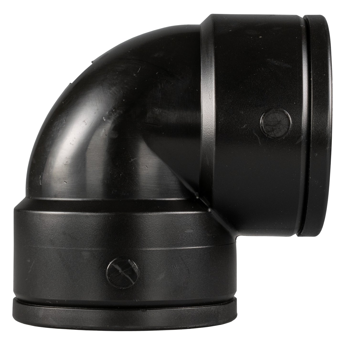 PP elbow 2" BSPF, black plastic elbow with visible joint and male thread