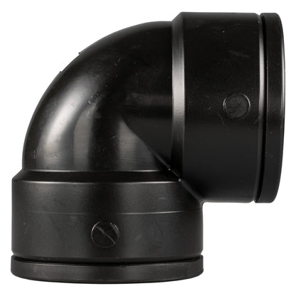 PP elbow 2" BSPF, black plastic elbow with visible joint and male thread