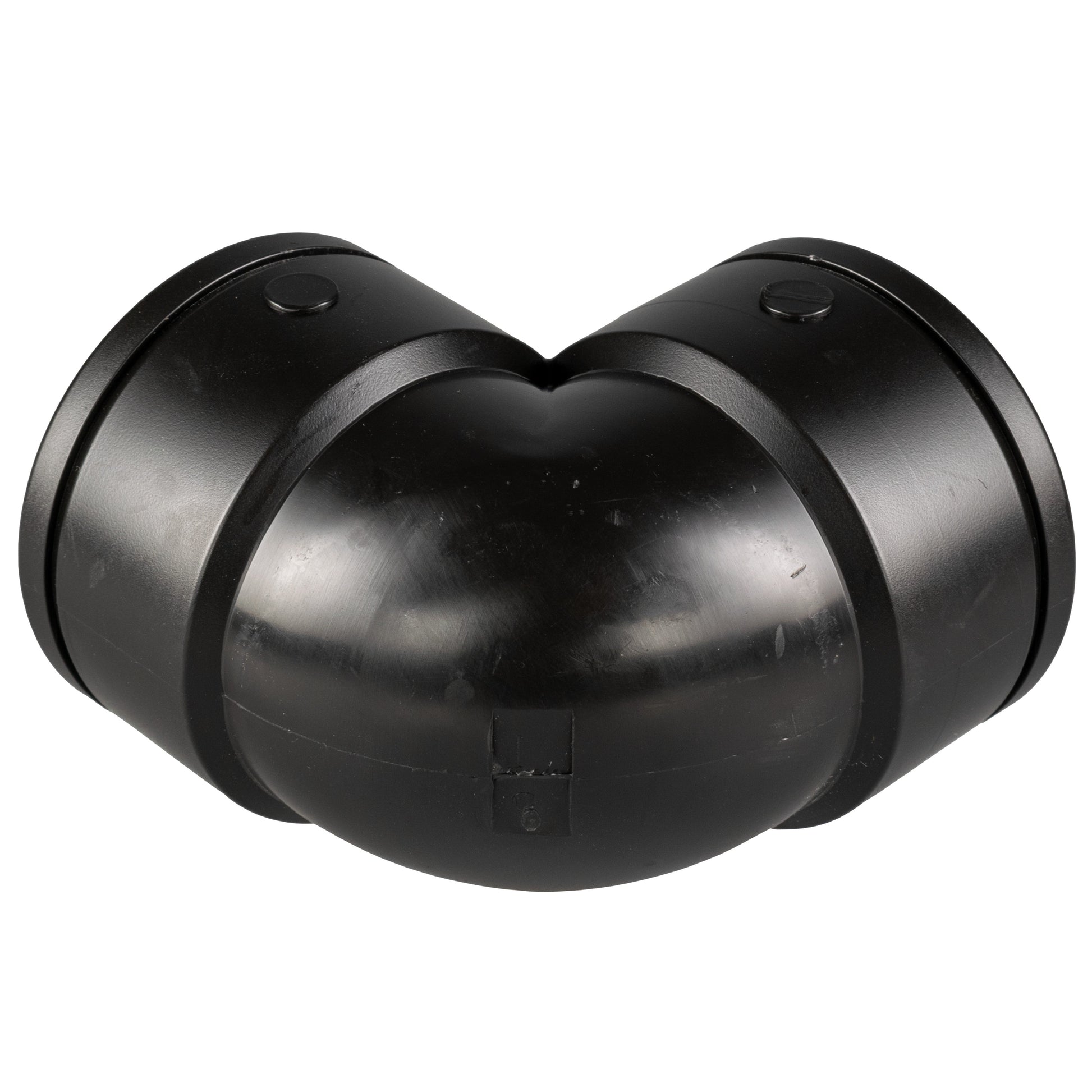 PP elbow 2" BSPF, black 90° elbow with central junction and locking tabs