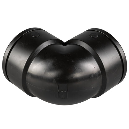 PP elbow 2" BSPF, black 90° elbow with central junction and locking tabs