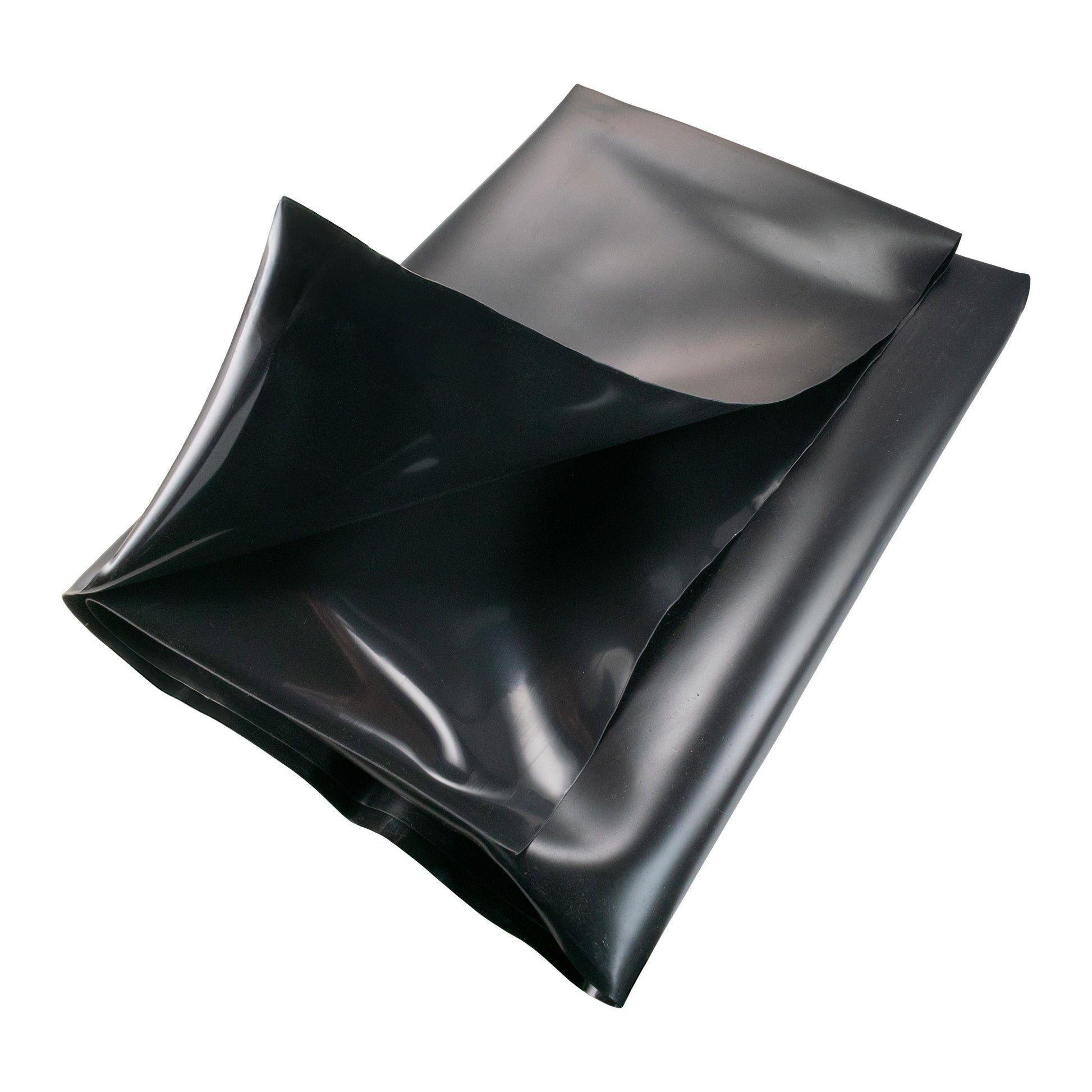 Überlappende EPDM-Pondliner-Bahnen, dunkles schwarzes Material