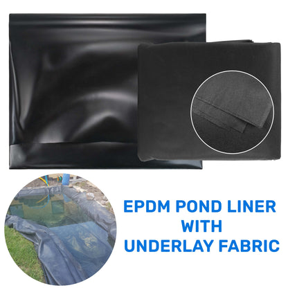 EPDM-Pondliner 900 gsm mit Unterlage, schwarzes Liner-Material und Textilunterlage