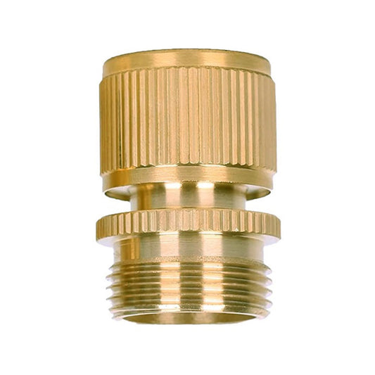 Hose connector snap-on coupling with 3/4" BSP male thread, ridged grip, brass finish