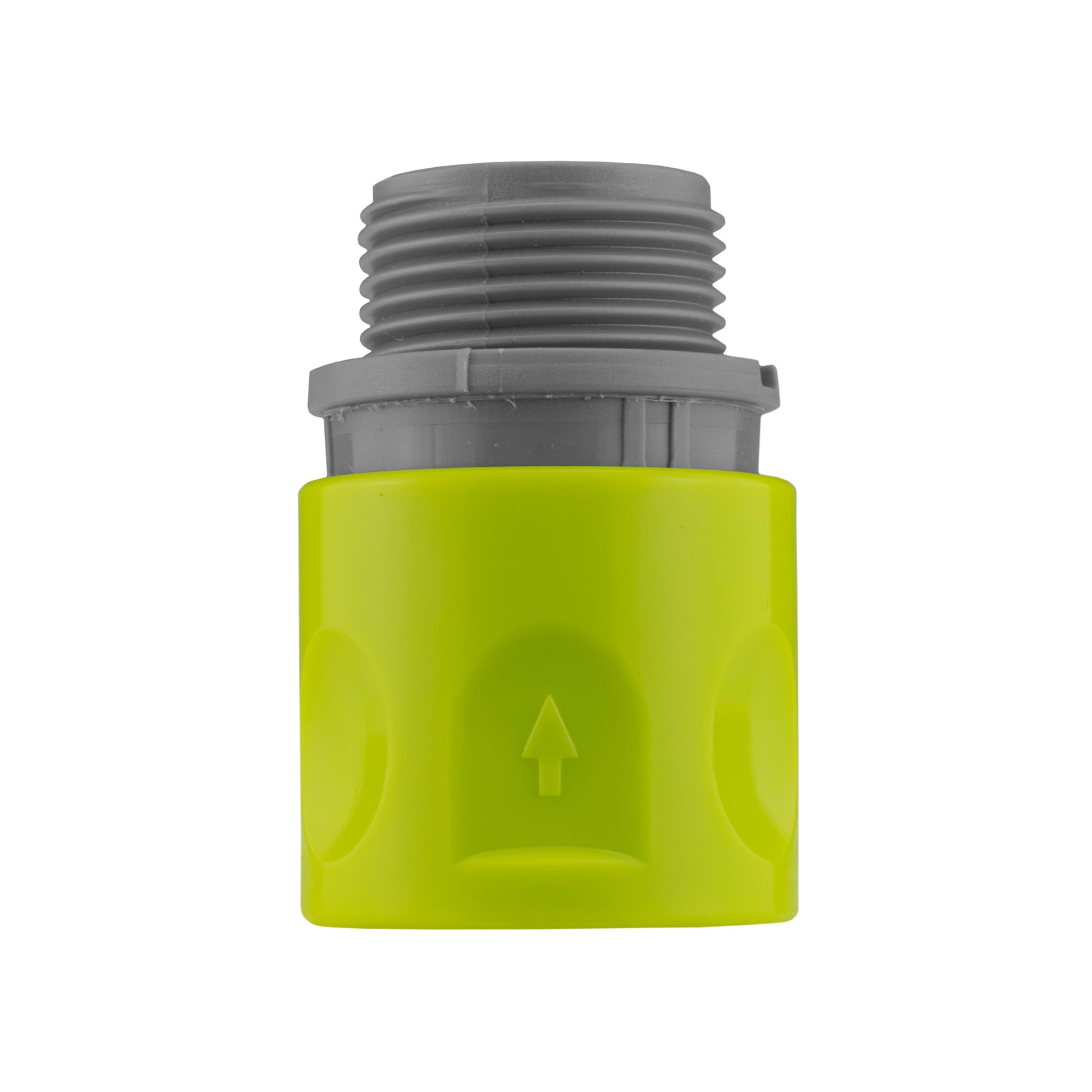 Green female quick connector for MDPE pipe fitting with arrow marking