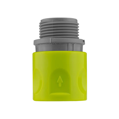 Lime BSPF connector cap with grey male threads and arrow marking