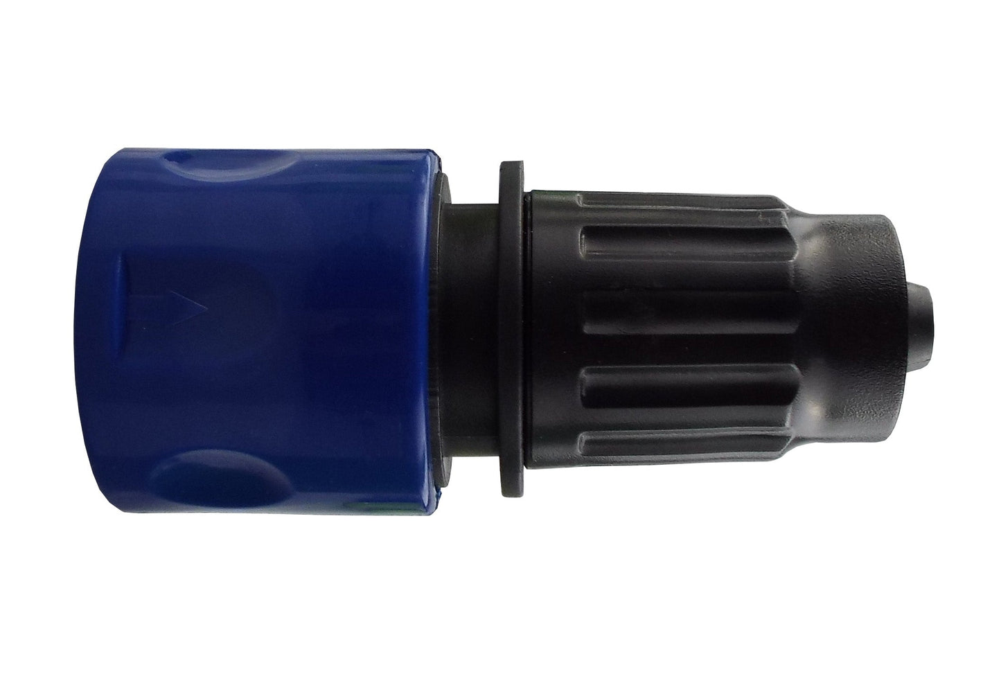 Blue expanding hose connector with black nozzle end