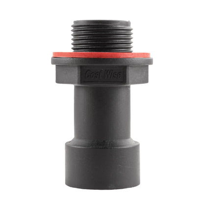 Water butt extension 3/4" BSPM-F: black threaded connector with red seal ring