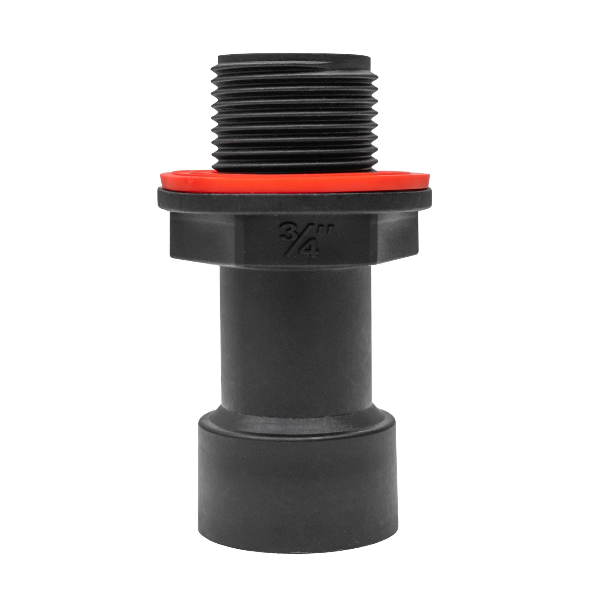 Water butt extension 3/4" BSPM-F: black spigot with red sealing ring and male thread