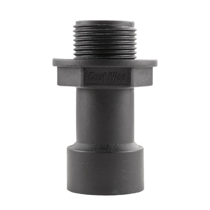 Water butt extension 3/4" BSPM-F: black plastic threaded connector, grey locking collar
