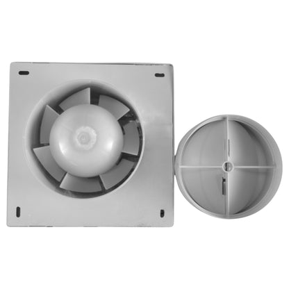 Wall ventilation fan kit with square external vent and four-blade impeller