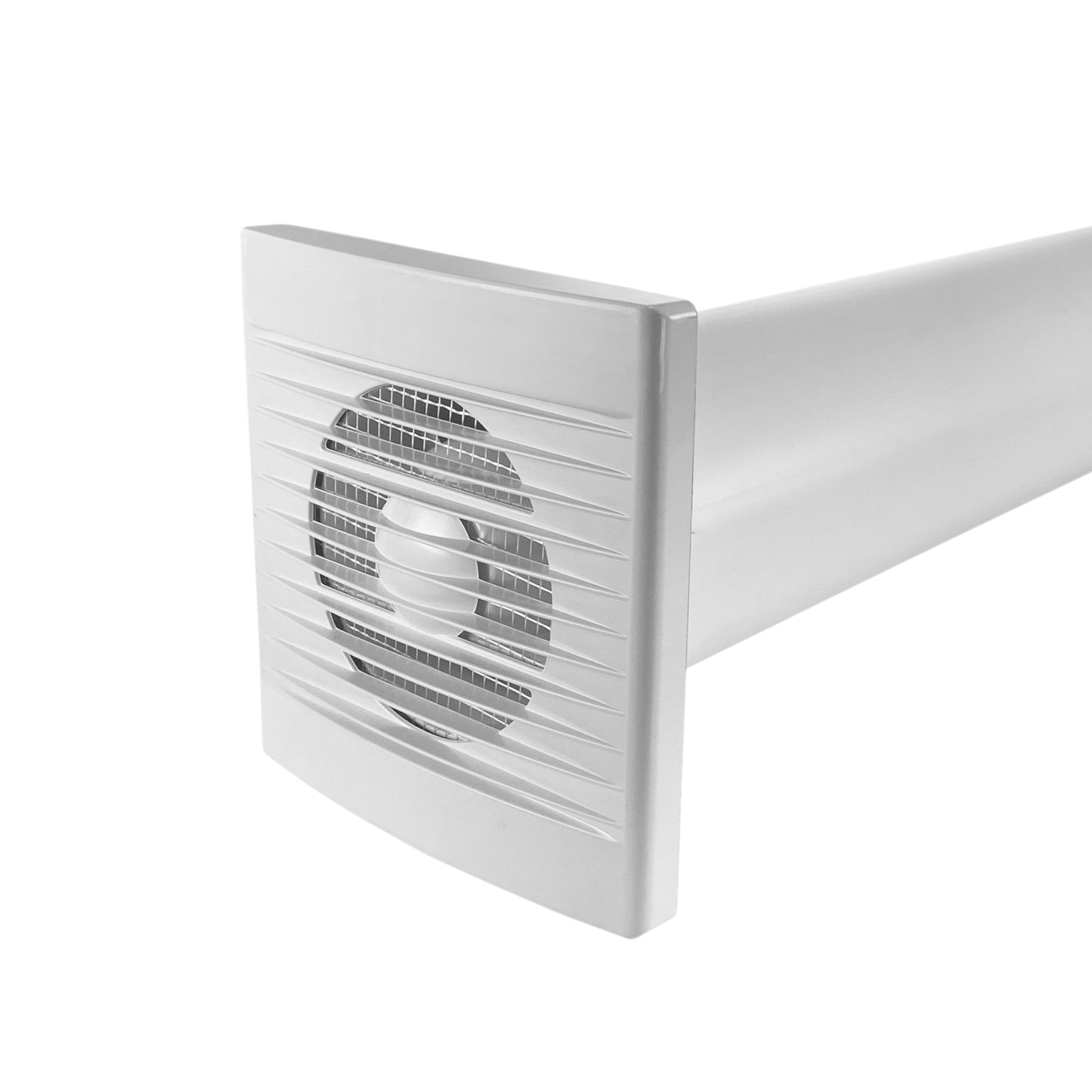 Through-wall ventilation fan unit in white with front grille